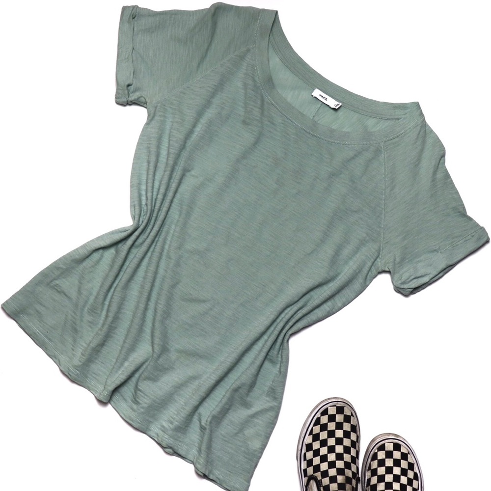 VINCE Scoop Neck T-shirt Sea foam/Mint Green - Med